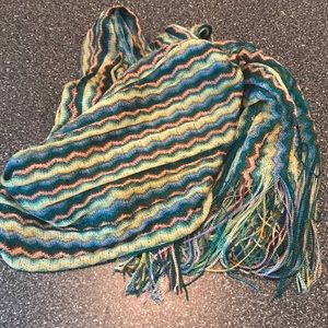 86” scarf with fringe. Missoni look